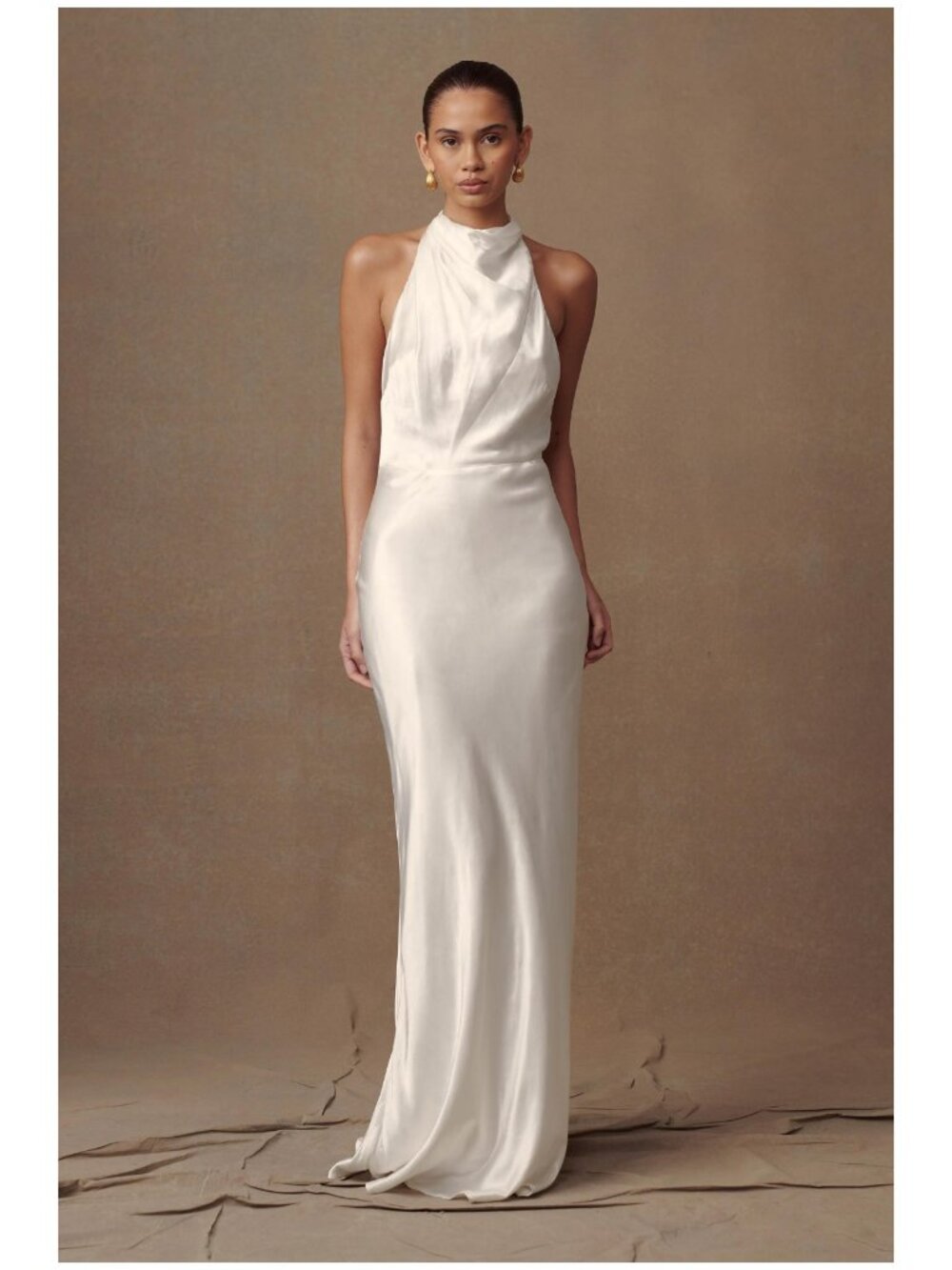 New Meshki Esther Iridescent Satin Cowl Maxi Dress Wedding Open Back Backless 10